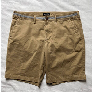 Express Khaki Slim Above the Knee Flat Front Comfort Stretch Shorts-36